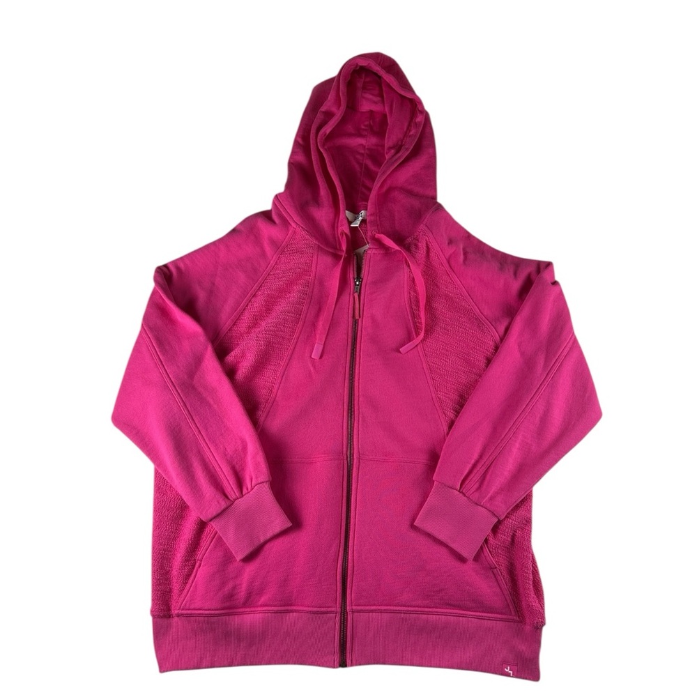 Joy Lab Women's Loose Fit Full Zip Sweatshirt Longer Length in Pink, Large